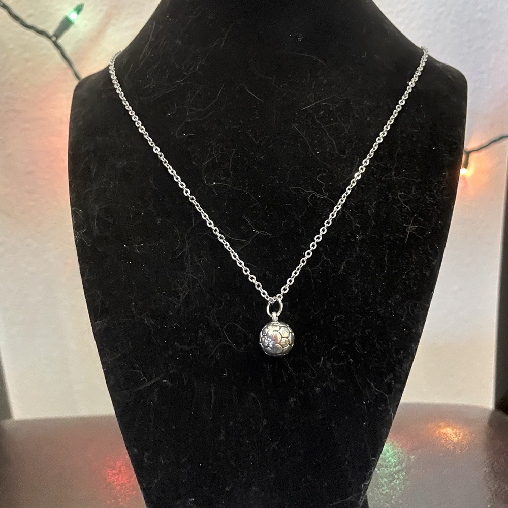 Handmade Soccer Ball Pendant Necklace 17”